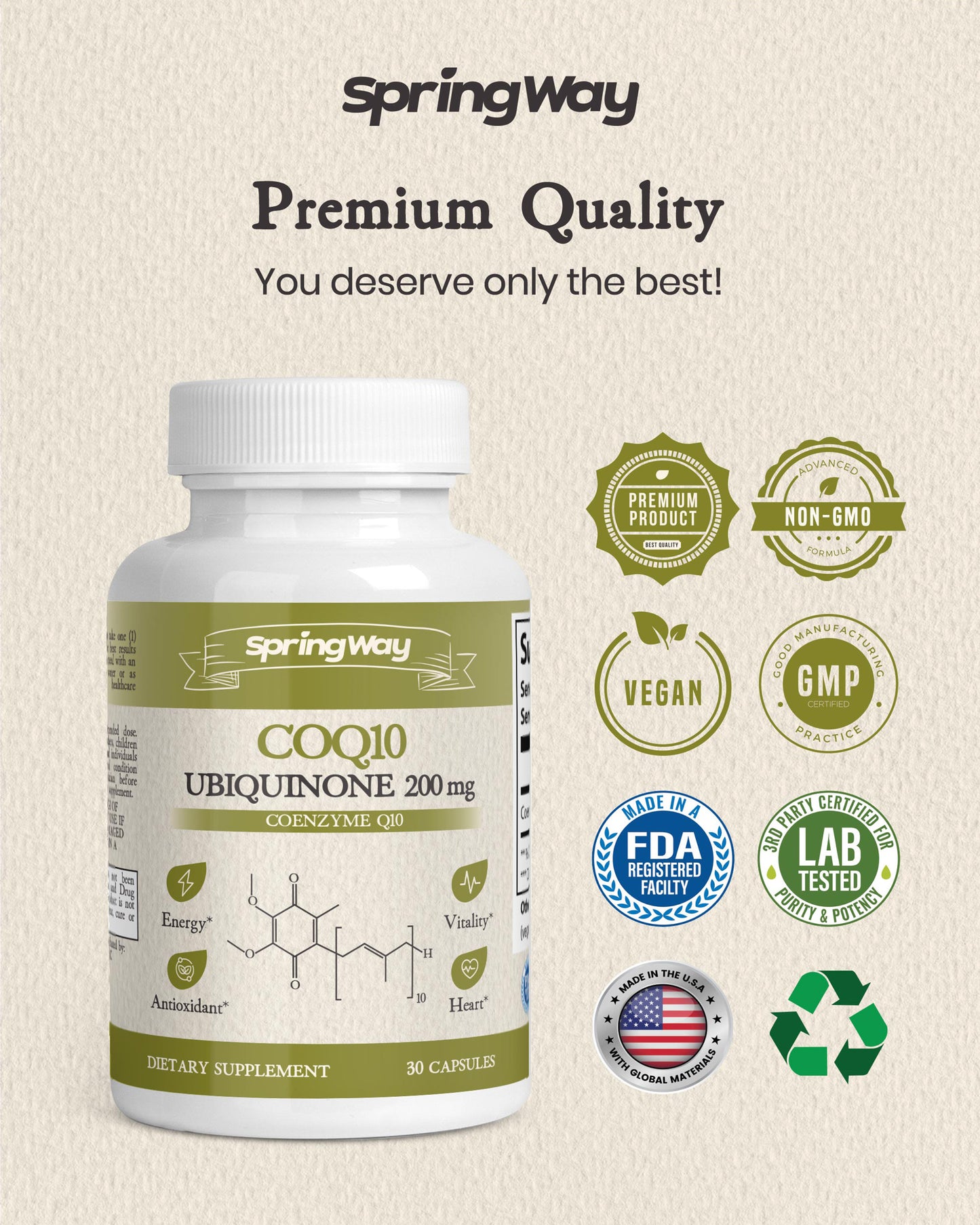 Spring Way CoQ10 Ubiquinone - 30 Capsules