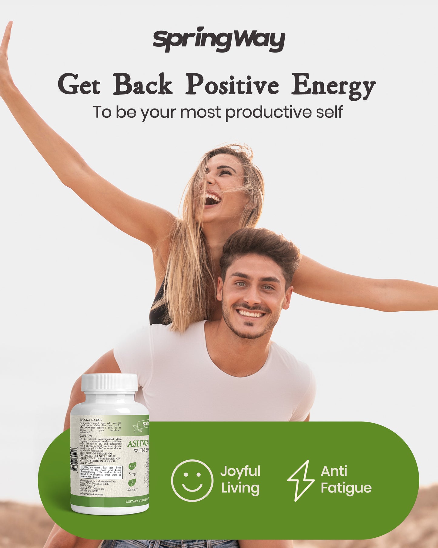 Spring Way Organic Ashwagandha with Black Pepper - 60 Capsules